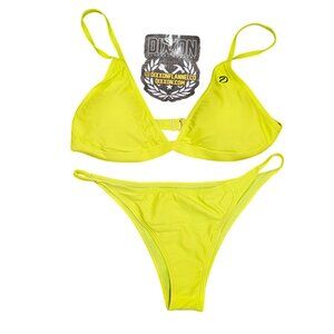 Dixxon Neon Green Tanning Swimsuit Womens XL String Bikini Brazilian Swimwear